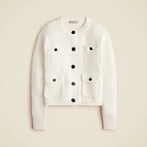 J.Crew Four Pocket Cardigan Sweater Ivory Size Medium NWT